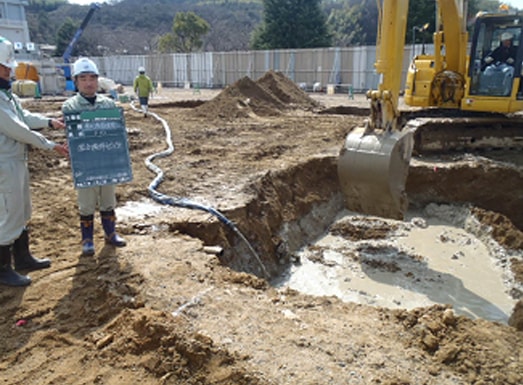 高等学校校舎独立基礎下地盤改良工事（スラリー式表層改良）